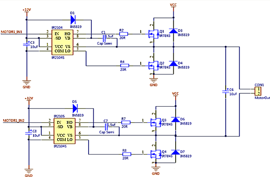 全橋 電機(jī) 驅(qū)動電路 MOS管