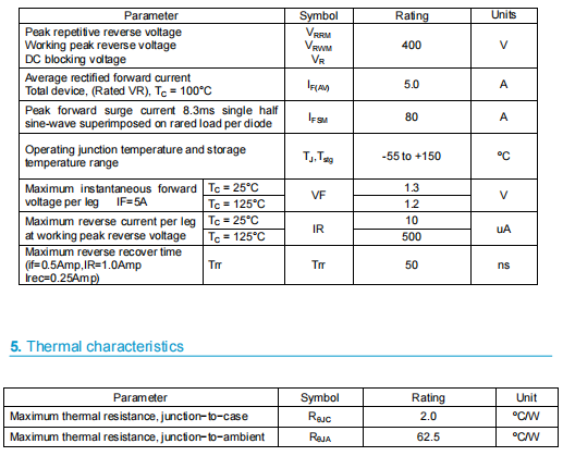 5a400v快恢復(fù)二極管,05tb40