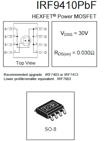 IRF9410參數(shù),保護板MOS管 IRF9410參數(shù),保護板MOS管