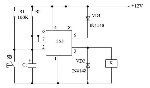 延時電路圖，555延時電路圖設(shè)計分享-KIA MOS管