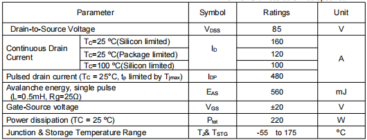 120a85v場效應(yīng)管,KCB3008B