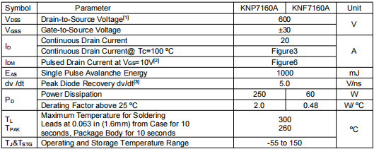 20a600v場效應(yīng)管,KNF7160A